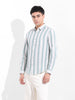 Men's Cream Slim Fit Striped Casual Shirt