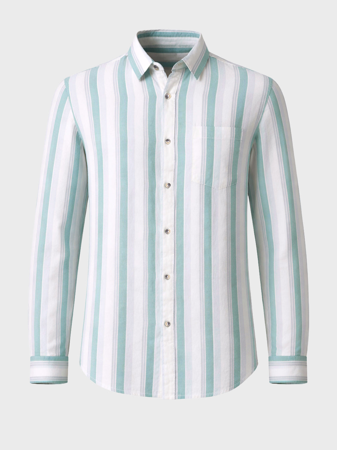 Men's Cream Slim Fit Striped Casual Shirt