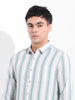 Men's Cream Slim Fit Striped Casual Shirt