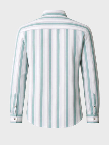 Men's Cream Slim Fit Striped Casual Shirt