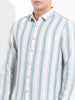 Men's Cream Slim Fit Striped Casual Shirt