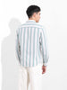 Men's Cream Slim Fit Striped Casual Shirt