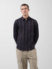 Men's Black Slim Fit Striped Casual Shirt