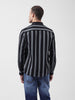 Men's Black Slim Fit Striped Casual Shirt