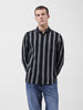 Men's Black Slim Fit Striped Casual Shirt