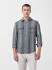 Men's Green Slim Fit Striped Casual Shirt