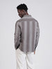 Men's Grey Slim Fit Striped Casual Shirt