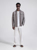 Men's Grey Slim Fit Striped Casual Shirt