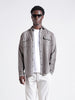 Men's Grey Slim Fit Striped Casual Shirt