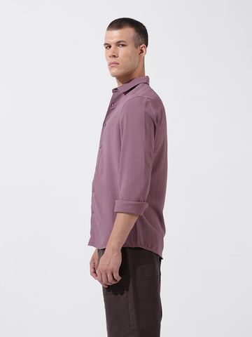 Men's Purple Regular Fit Textured Resort Wear Shirt