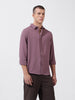 Men's Purple Regular Fit Textured Resort Wear Shirt