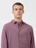 Men's Purple Regular Fit Textured Resort Wear Shirt