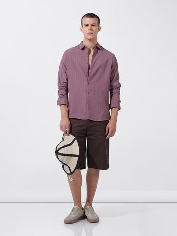 Men's Purple Regular Fit Textured Resort Wear Shirt