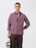 Men's Purple Regular Fit Textured Resort Wear Shirt