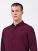 Men's Maroon Regular Fit Textured Resort Wear Shirt