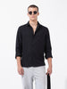 Men's Black Regular Fit Textured Resort Wear Shirt