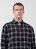 Men's Black Relaxed Fit Checked Casual Shirt