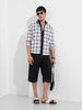 Men's White Relaxed Fit Checked Casual Shirt