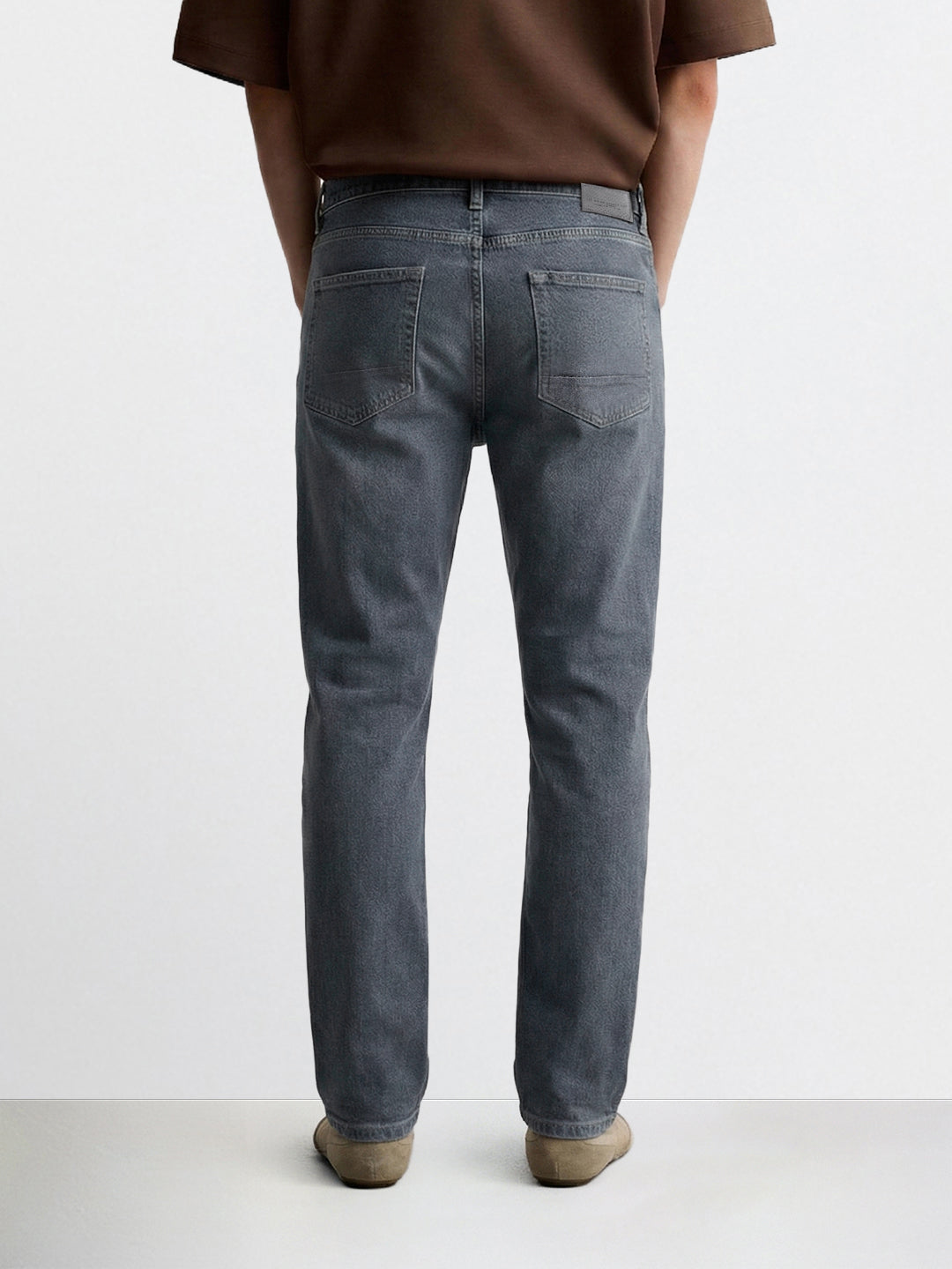 Men's Grey Slim Fit Solid Casual Jeans