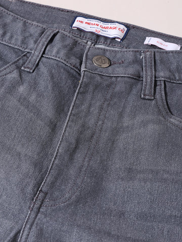 Men's Grey Slim Fit Solid Casual Jeans