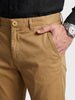 Men's Beige Slim Fit Solid Casual Chinos
