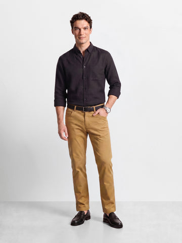 Men's Beige Slim Fit Solid Casual Chinos