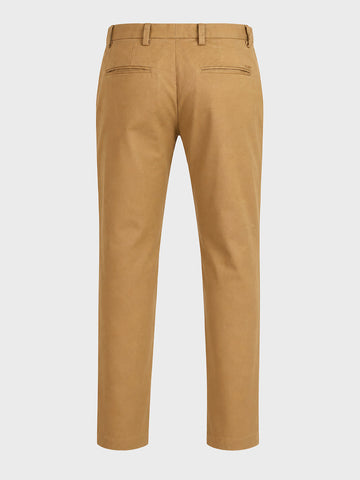 Men's Beige Slim Fit Solid Casual Chinos