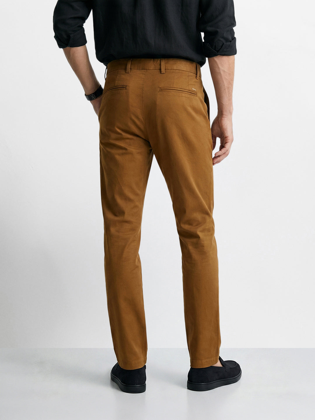 Men's Brown Slim Fit Solid Casual Chinos – TIGC