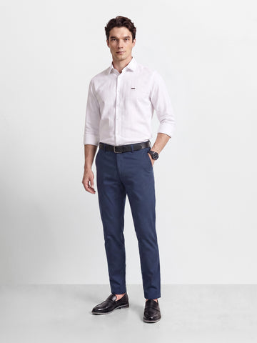 Men's Navy Blue Slim Fit Solid Casual Chinos
