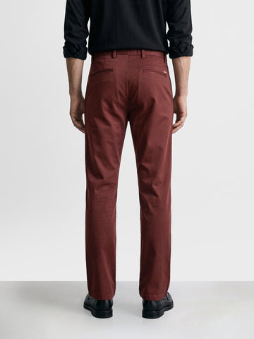 Men's Maroon Slim Fit Solid Casual Chinos