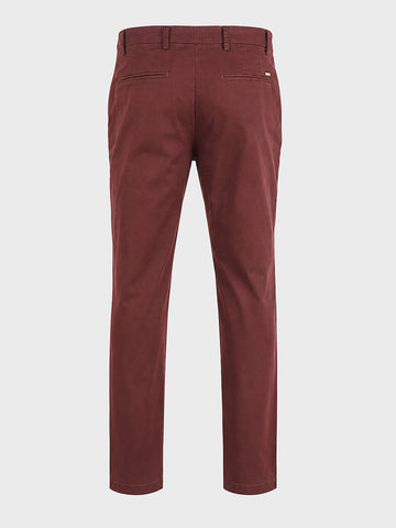 Men's Maroon Slim Fit Solid Casual Chinos
