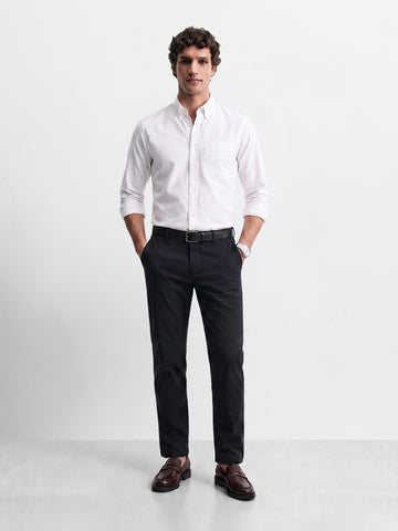 Men's Black Slim Fit Solid Casual Chinos
