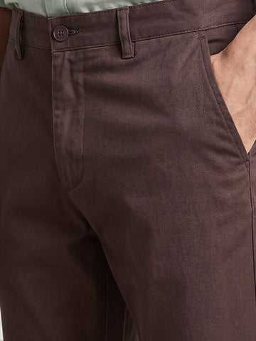 Men's Brown Slim Fit Solid Casual Chinos