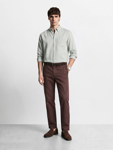 Men's Brown Slim Fit Solid Casual Chinos