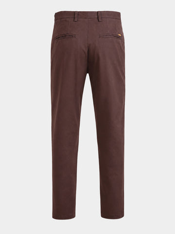 Men's Brown Slim Fit Solid Casual Chinos