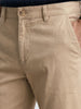 Men's Beige Regular Fit Solid Casual Chinos