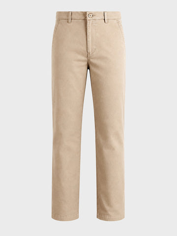 Men's Beige Regular Fit Solid Casual Chinos