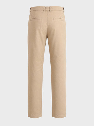 Men's Beige Regular Fit Solid Casual Chinos