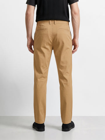 Men's Beige Regular Fit Solid Casual Chinos