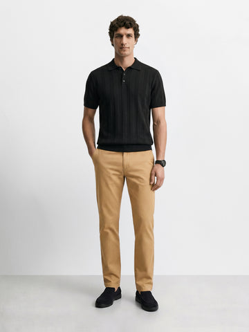 Men's Beige Regular Fit Solid Casual Chinos