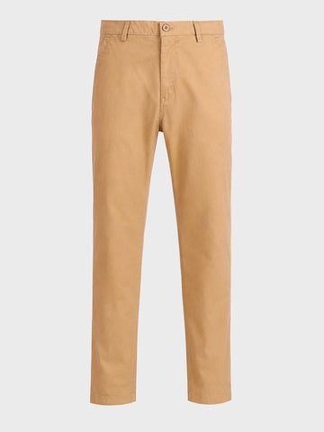 Men's Beige Regular Fit Solid Casual Chinos
