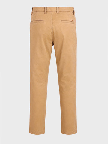 Men's Beige Regular Fit Solid Casual Chinos