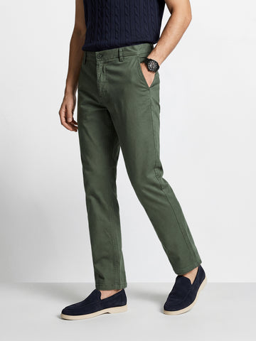 Men's Green Regular Fit Solid Casual Chinos
