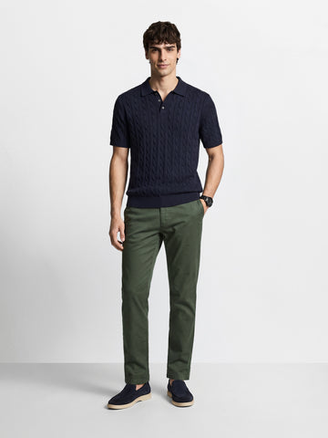 Men's Green Regular Fit Solid Casual Chinos