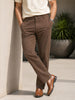 Men's Brown Regular Fit Solid Casual Chinos