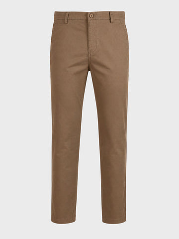 Men's Khaki Regular Fit Solid Casual Chinos