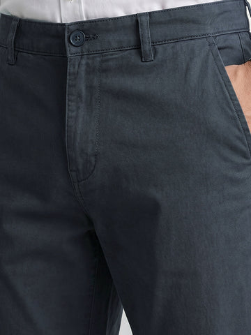 Men's Grey Regular Fit Solid Casual Chinos