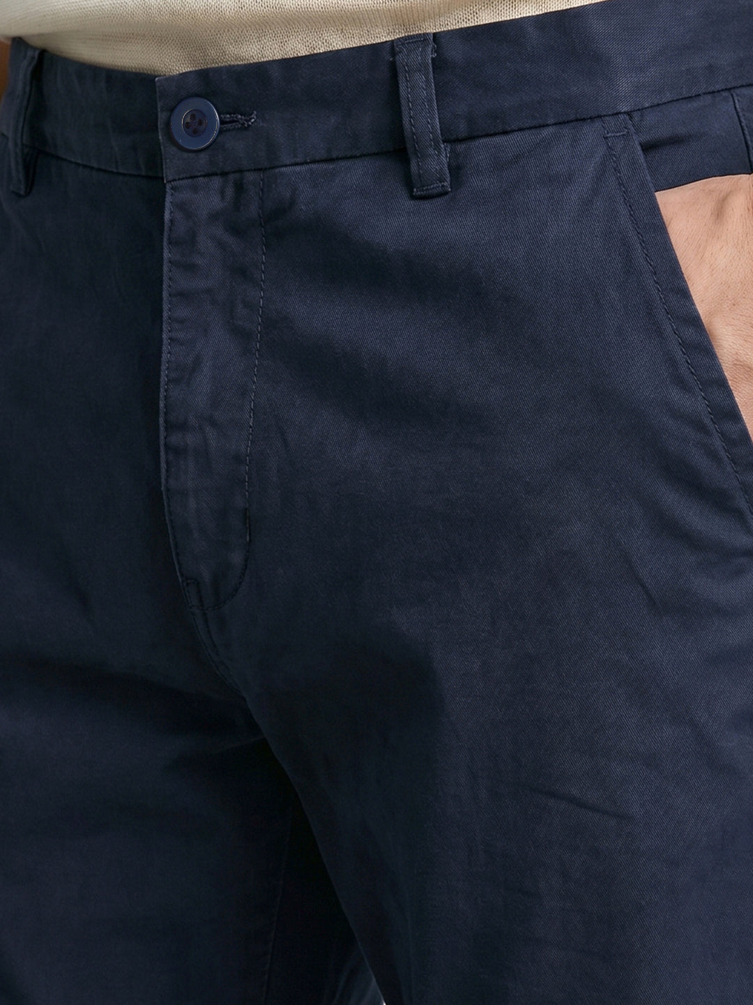 Men's Brown Regular Fit Solid Casual Chinos