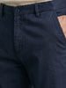 Men's Navy Blue Regular Fit Solid Casual Chinos