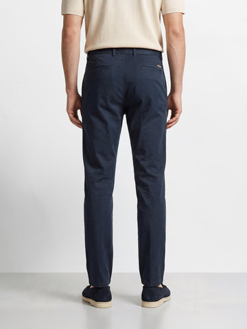 Men's Navy Blue Regular Fit Solid Casual Chinos